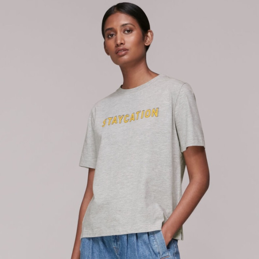 Staycation The Whistles Logo Tee Small Womens Gray